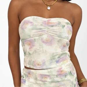 Strapless Floral Top